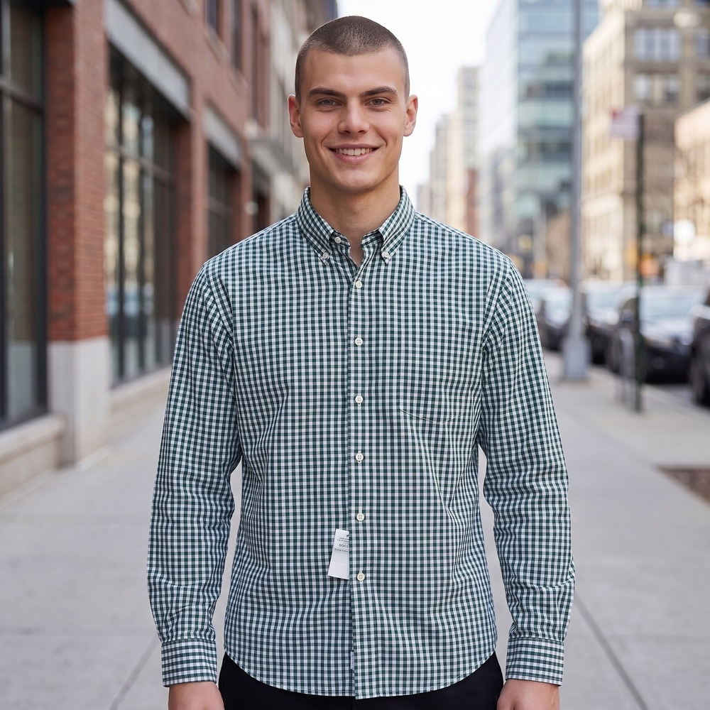NEW Vintage Brooks Brothers Mens Green Oxford Gingham Sport Shirt LARGE